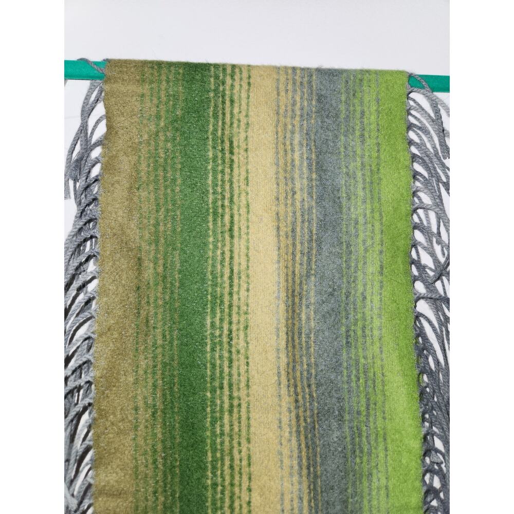 Victoire Mathieu Paris Wool Blend Green Fringe Neck Scarf‎